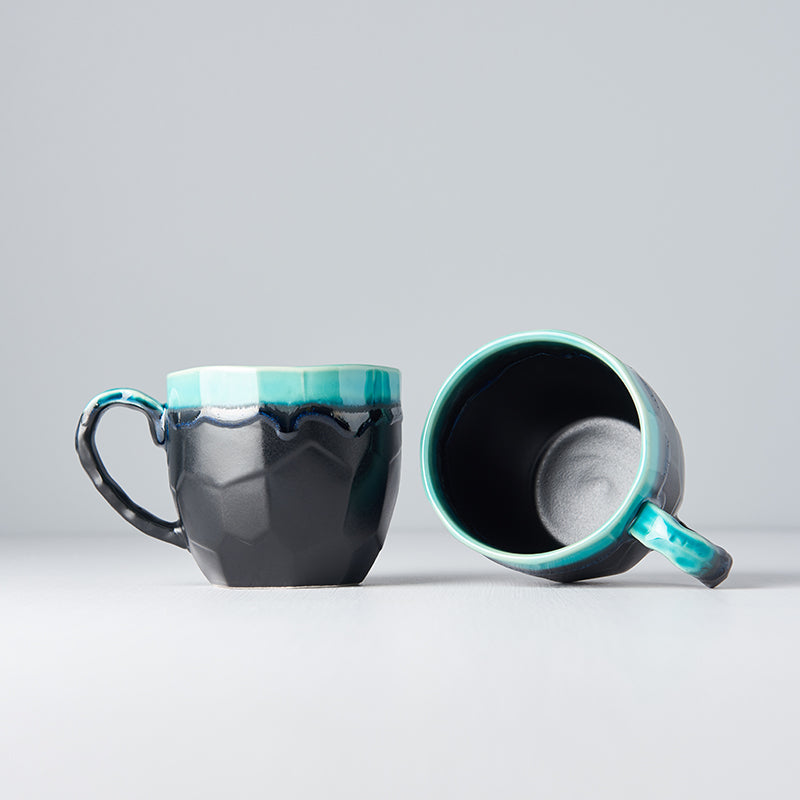 Matt Black & Turquoise Mug with Handle 250 ml