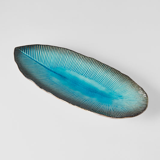 Plate Irregular 32.5x13.5cm Sky Blue Glaze