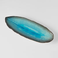 Plate Irregular 32.5x13.5cm Sky Blue Glaze