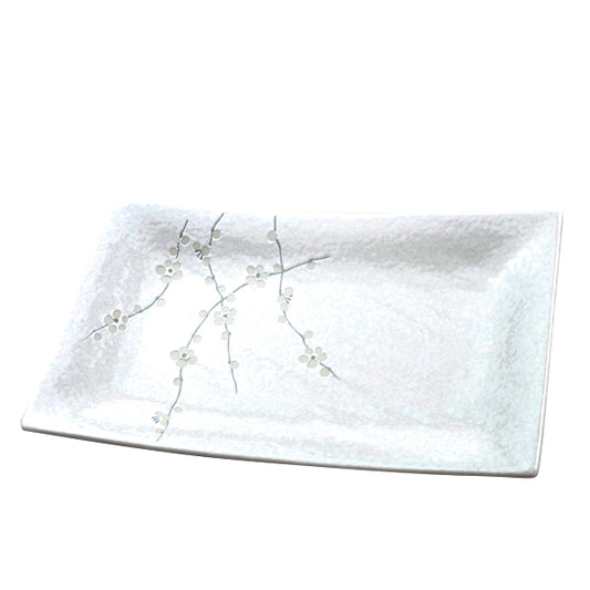 White Blossom Rectangular Platter 33 x 19 cm