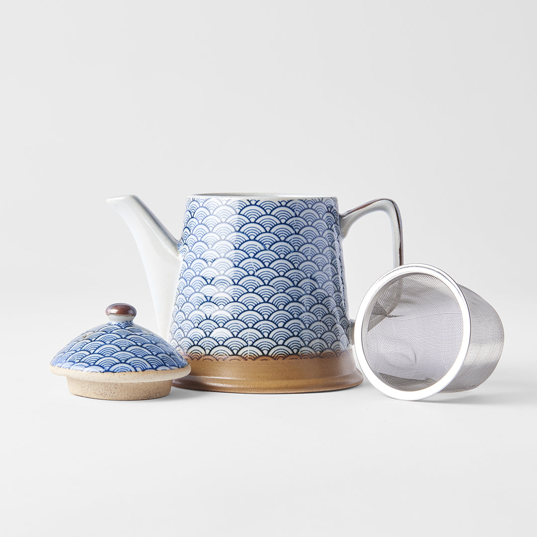 Indigo Wave Design Teapot with Strainer 400 ml