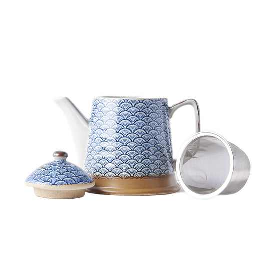 Indigo Wave Design Teapot with Strainer 400 ml