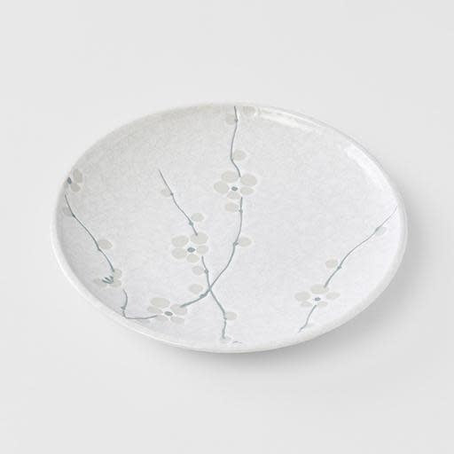 Side Plate, 19.5 cm Diameter, Ceramic, White Blossom Glaze, Smooth Rim