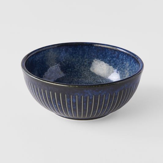 Bowl 13cm Ridged Indigo Glaze