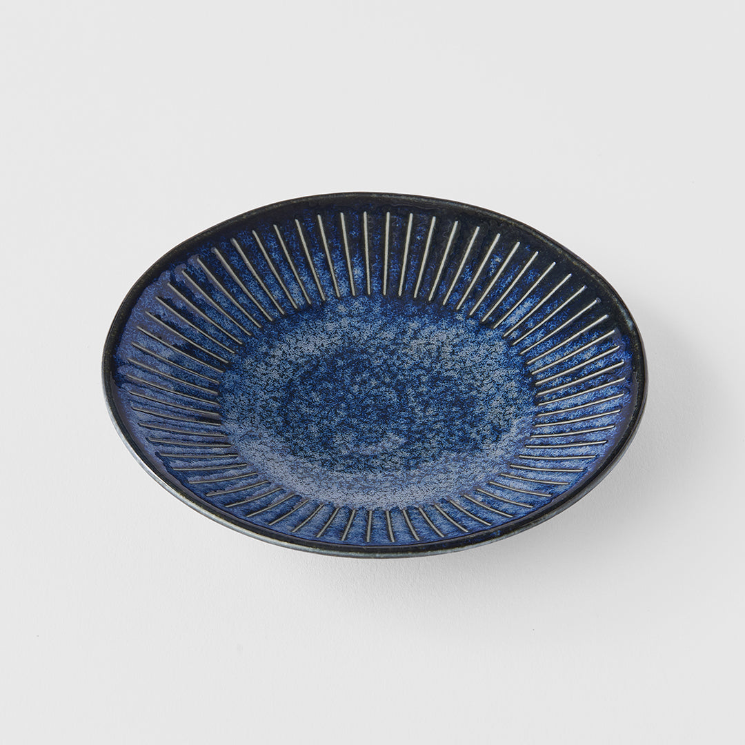 Ridged Indigo Saucer 12 cm