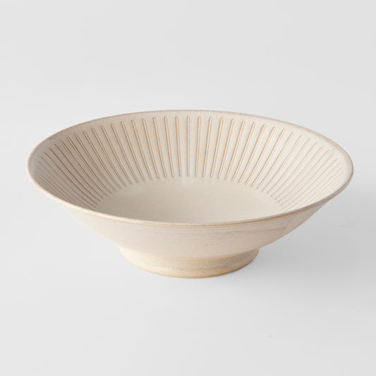 Ramen Bowl 25cm Ridged Alabaster Glaze