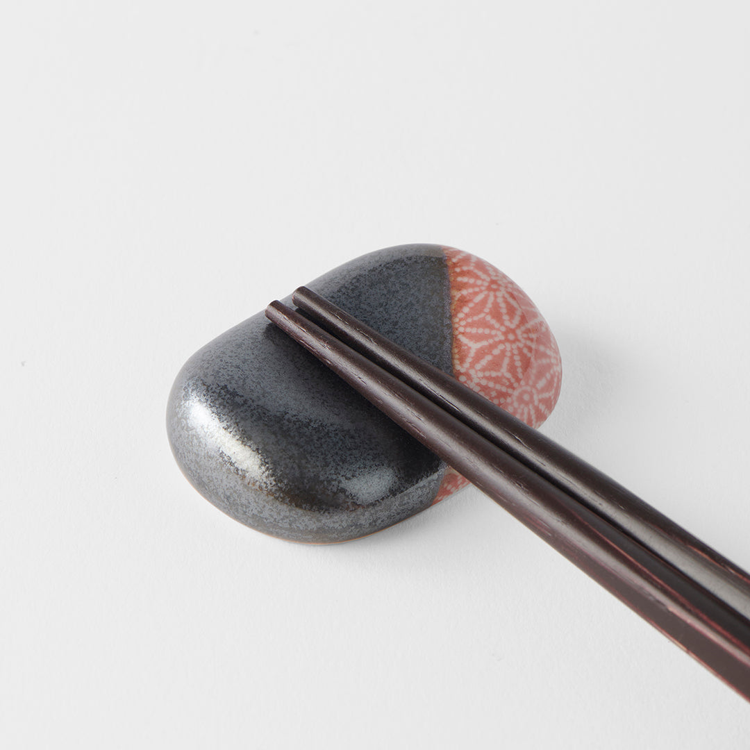 Chopsticks Rest Pebble Black with Orange Section