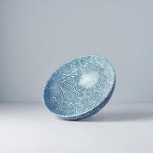 Blue Scroll Large U - Shape Bowl 21 cm, 900 ml