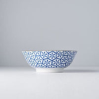 Bowl 19cm Indigo Ikat Hexagon Flower Design