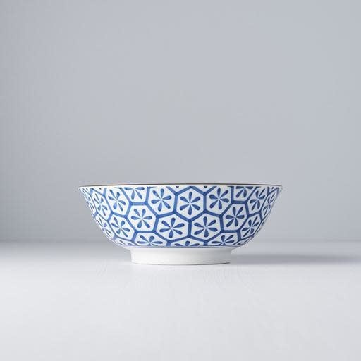 Large Bowl 19 cm, 750 ml / Indigo Ikat Hexagon Flower