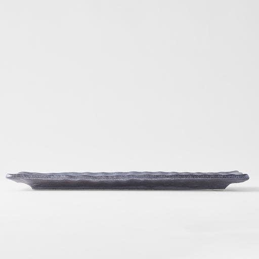 Sashimi Plate 33 cm / Crumpled Design Metallic Black Glaze