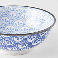 Bowl 19cm Indigo Ikat Petal Crest Design