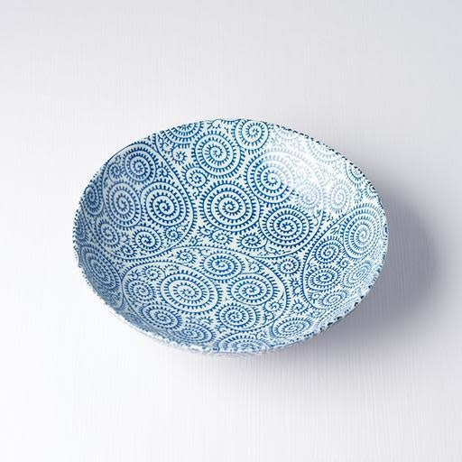 Blue Scroll Shallow Bowl 21 cm, 500 ml