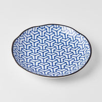 Dinner Plate 23cm Indigo Ikat Herringbone Design