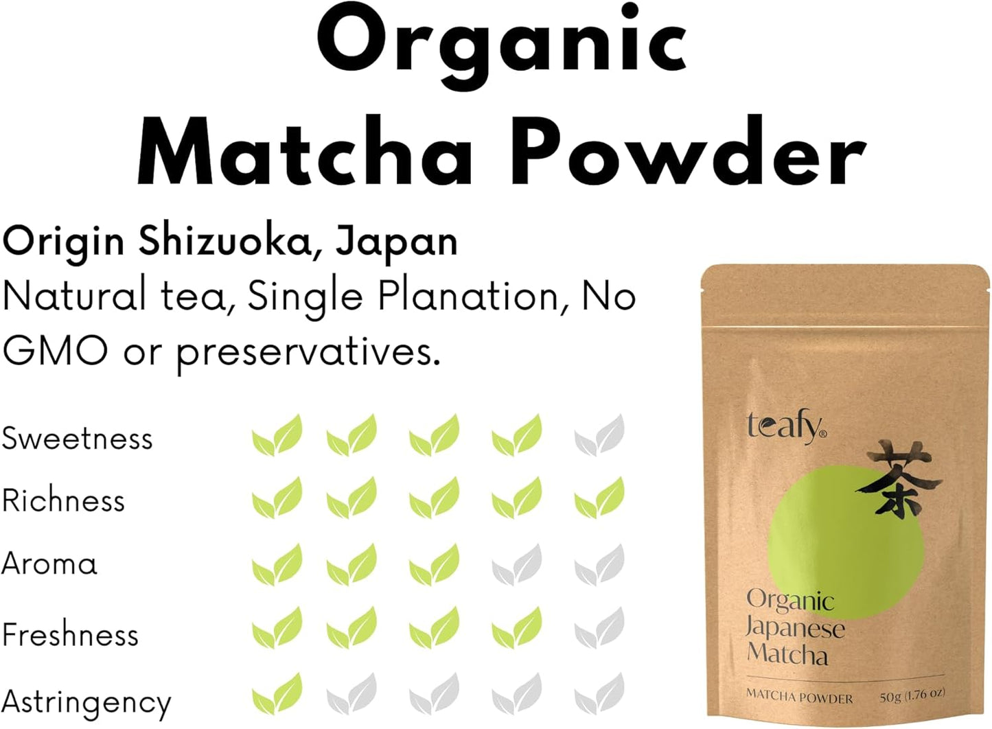 Organic Matcha Green Tea Powder 50g by Teafy