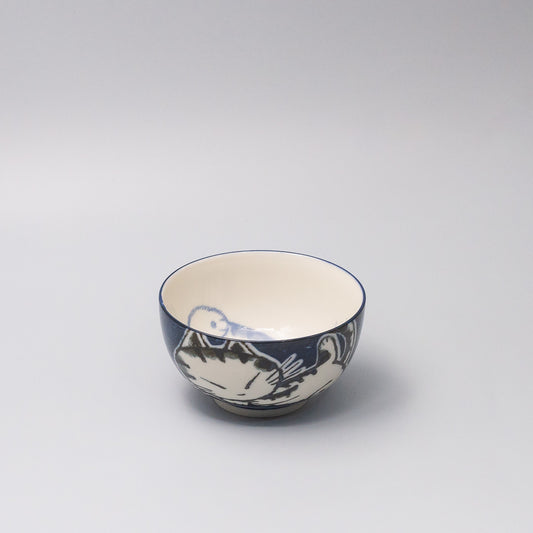 Kids Bowl 13cm Sleepy Cat Blue Design 45 degree view