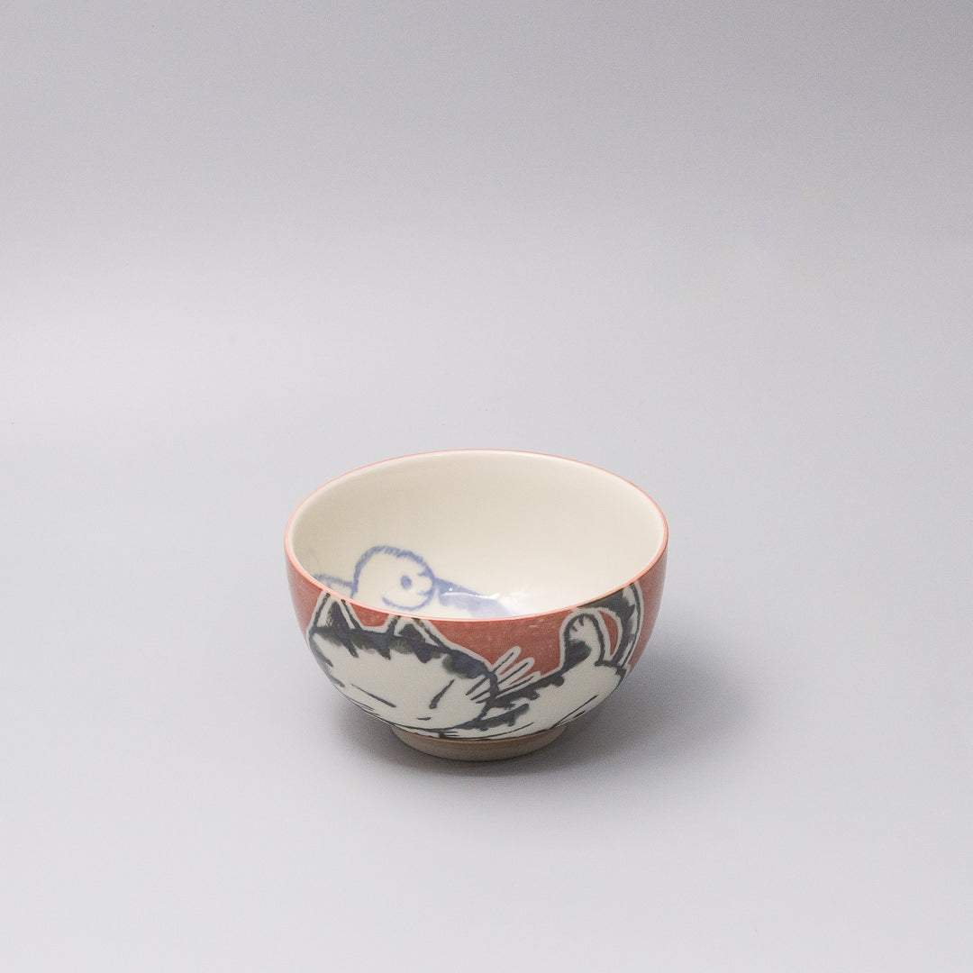 Bowl Kids 13cm Sleepy Cat Peach Design