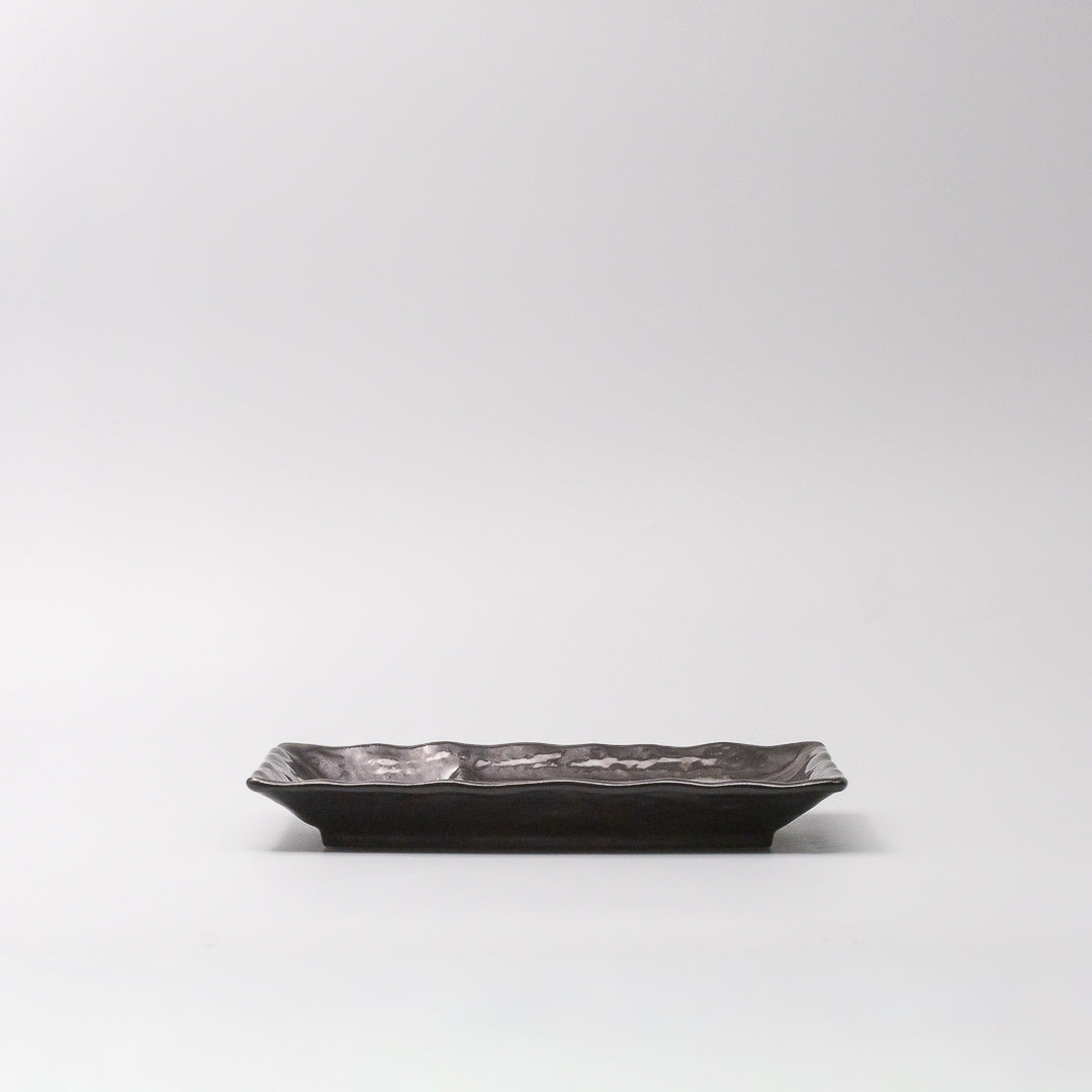 Dumpling Plate 21cm Black Glaze with Built-in 1 Dip