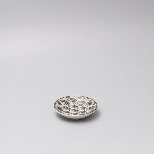 Sauce Dish 9cm Black & White Wave Design