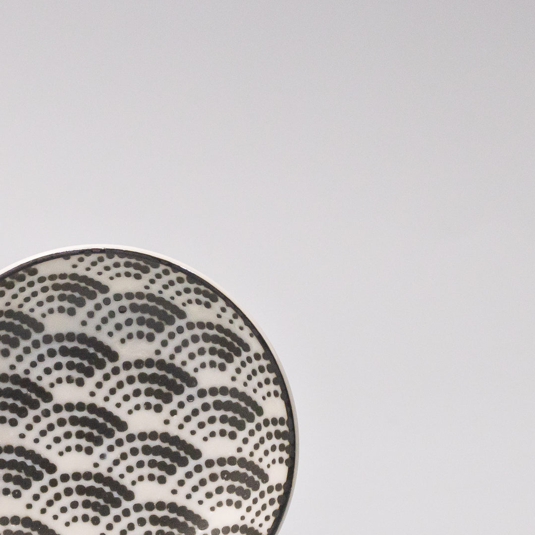 Sauce Dish 9cm Black & White Wave Design