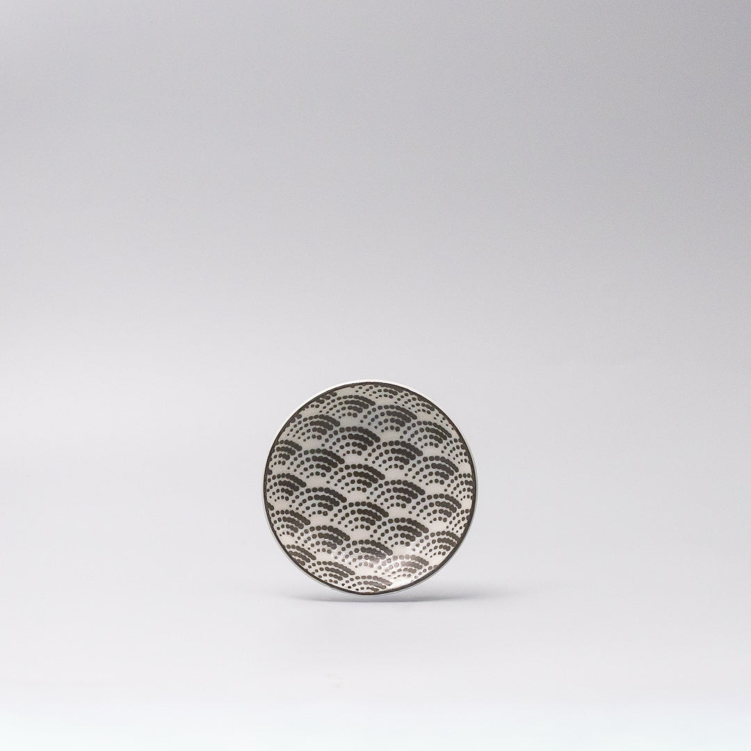 Sauce Dish 9cm Black & White Wave Design