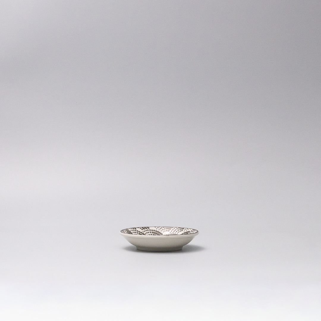 Sauce Dish 9cm Black & White Wave Design