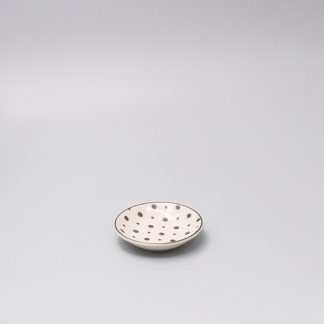 Sauce Dish 9cm Black & White Dots Design