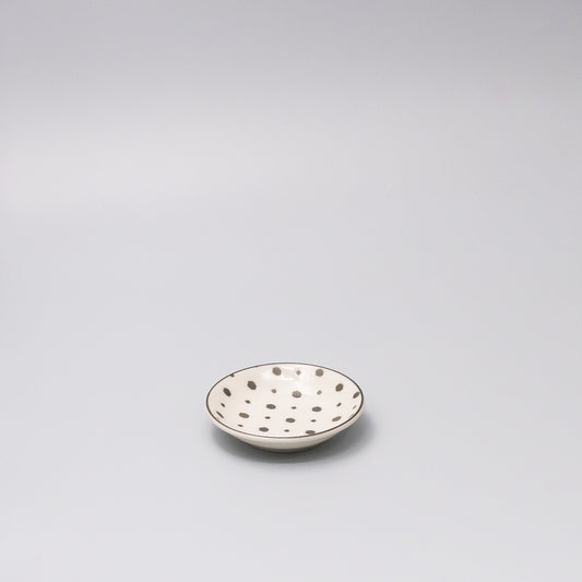 Sauce Dish 9cm Black & White Dots Design