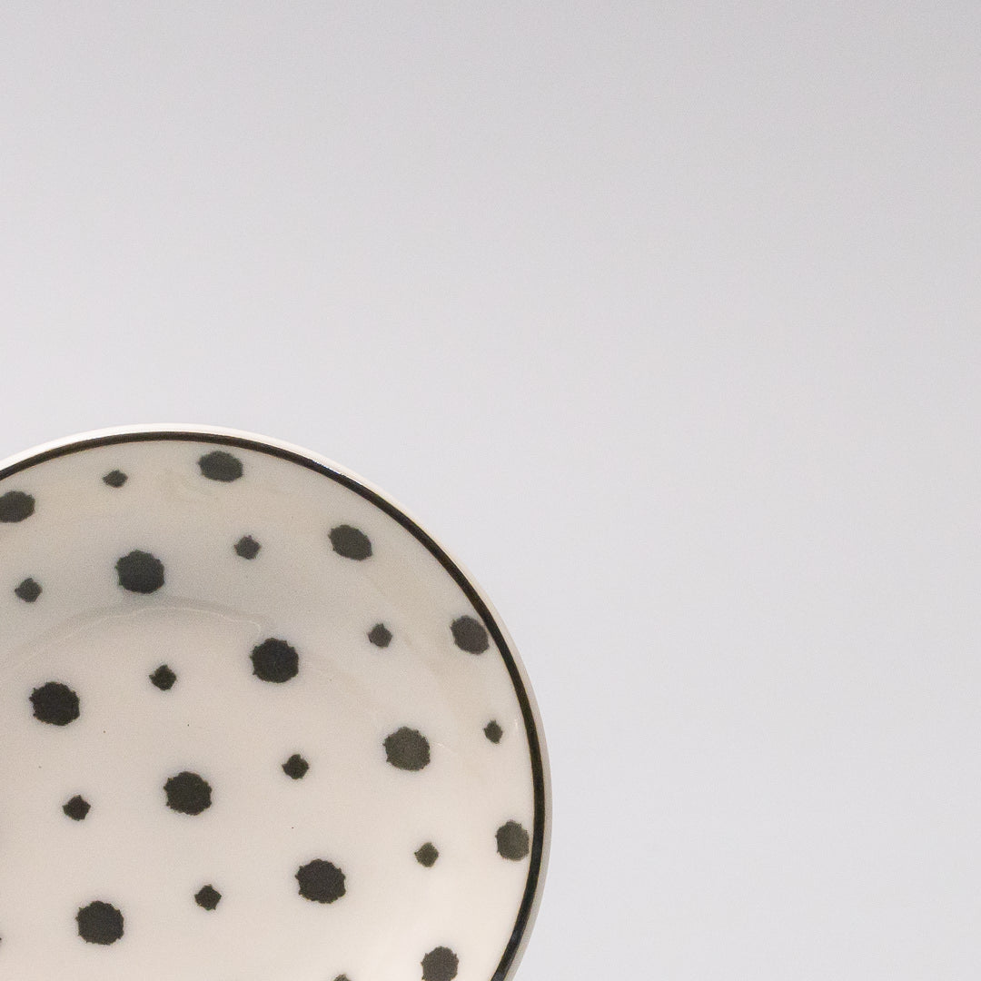 Sauce Dish 9cm Black & White Dots Design