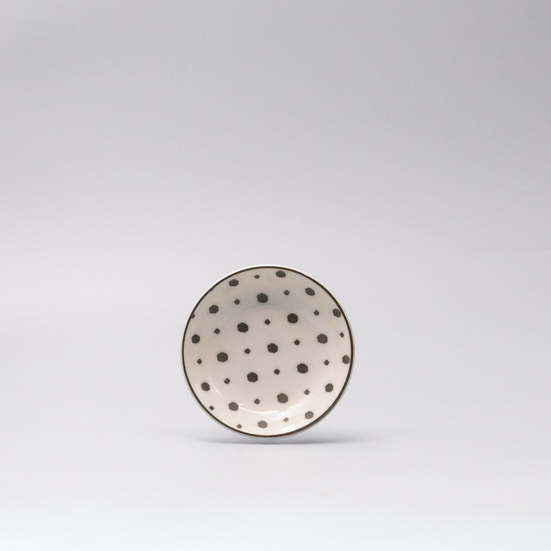 Sauce Dish 9cm Black & White Dots Design