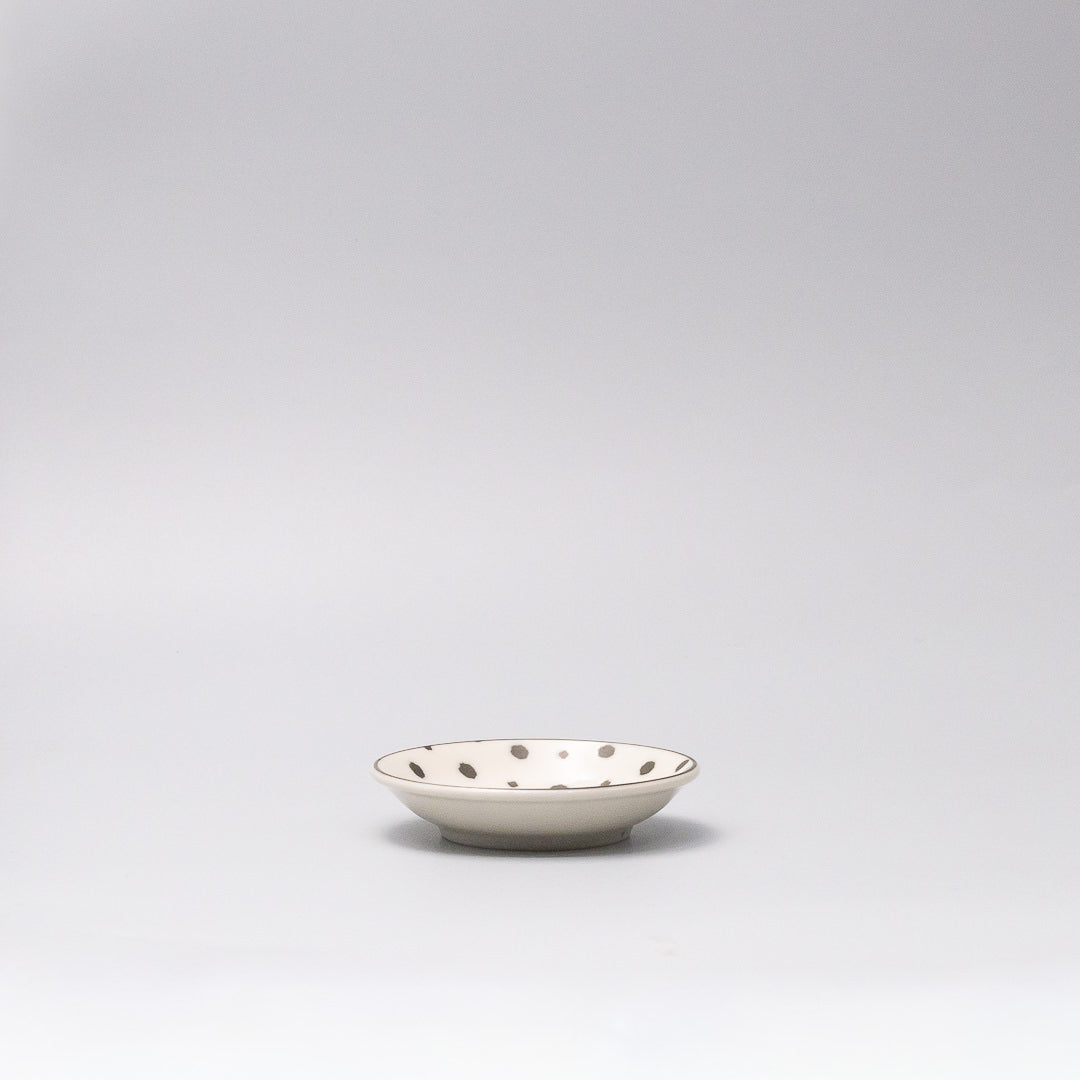 Sauce Dish 9cm Black & White Dots Design