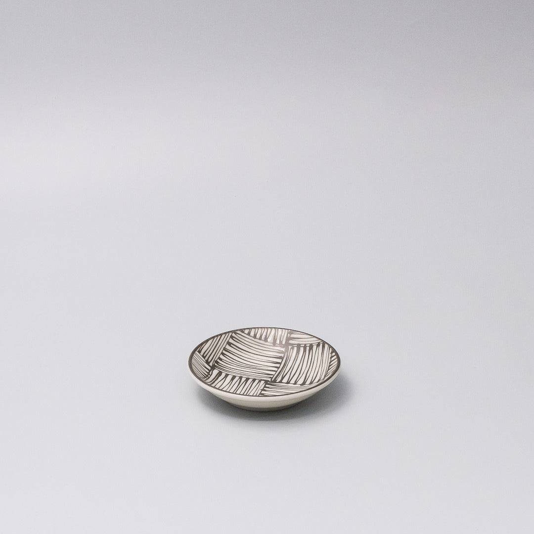 Sauce Dish 9cm Black & White Woven Design