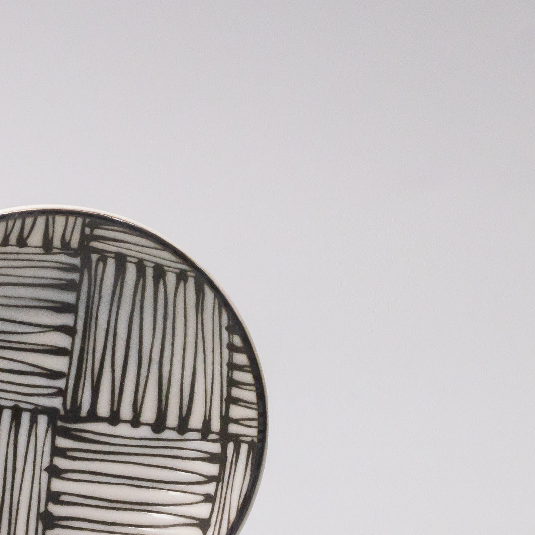 Sauce Dish 9cm Black & White Woven Design