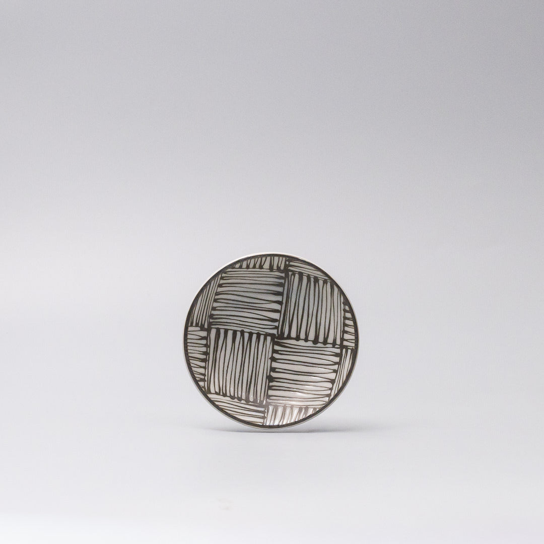 Sauce Dish 9cm Black & White Woven Design