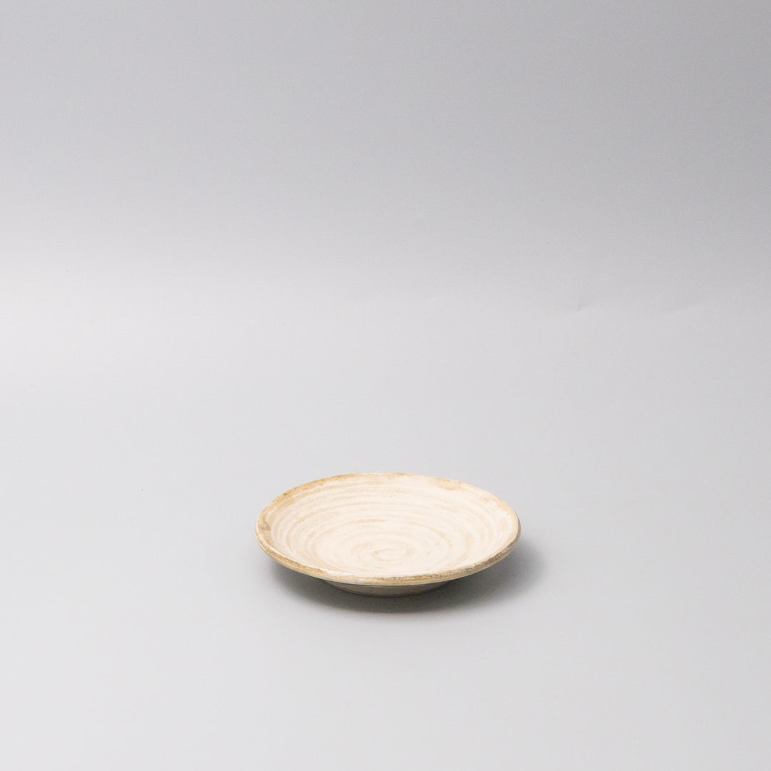 13cm ceramic saucer washed sandstone glaze 45 degree angle