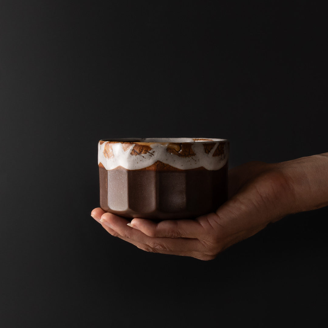 Matcha Tea bowl 11cm Metallic Rust Glaze