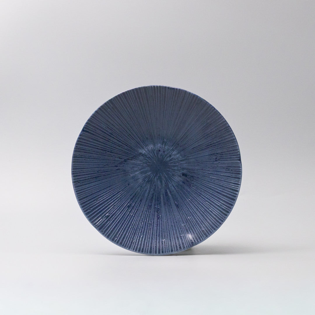 25cm ceramic pasta bowl sapphire glaze front view