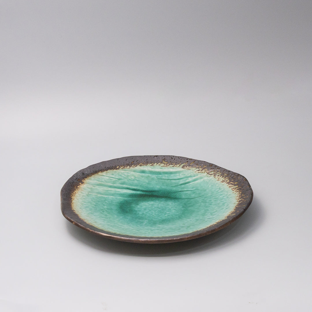 Organic Dinner Plate 27cm Jade Glaze 45 degree view