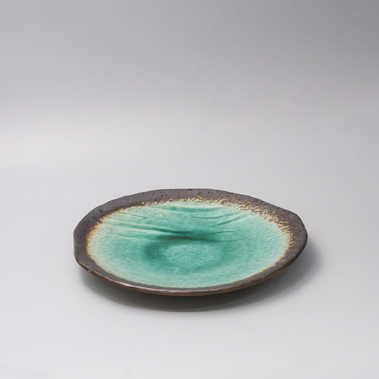 Organic Dinner Plate 27cm Jade Glaze 45 degree view