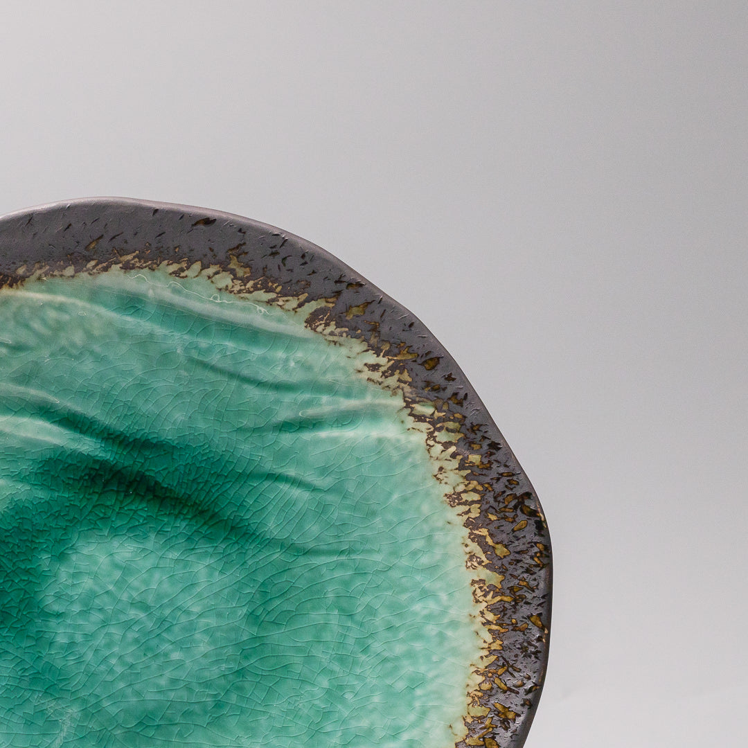 handcrafted organic dinner plate close up