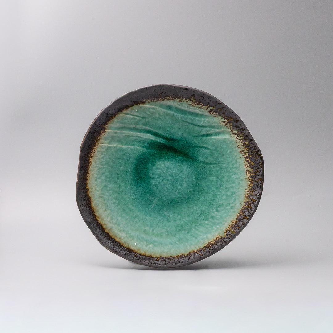 large Japanese ceramic plate organic shape