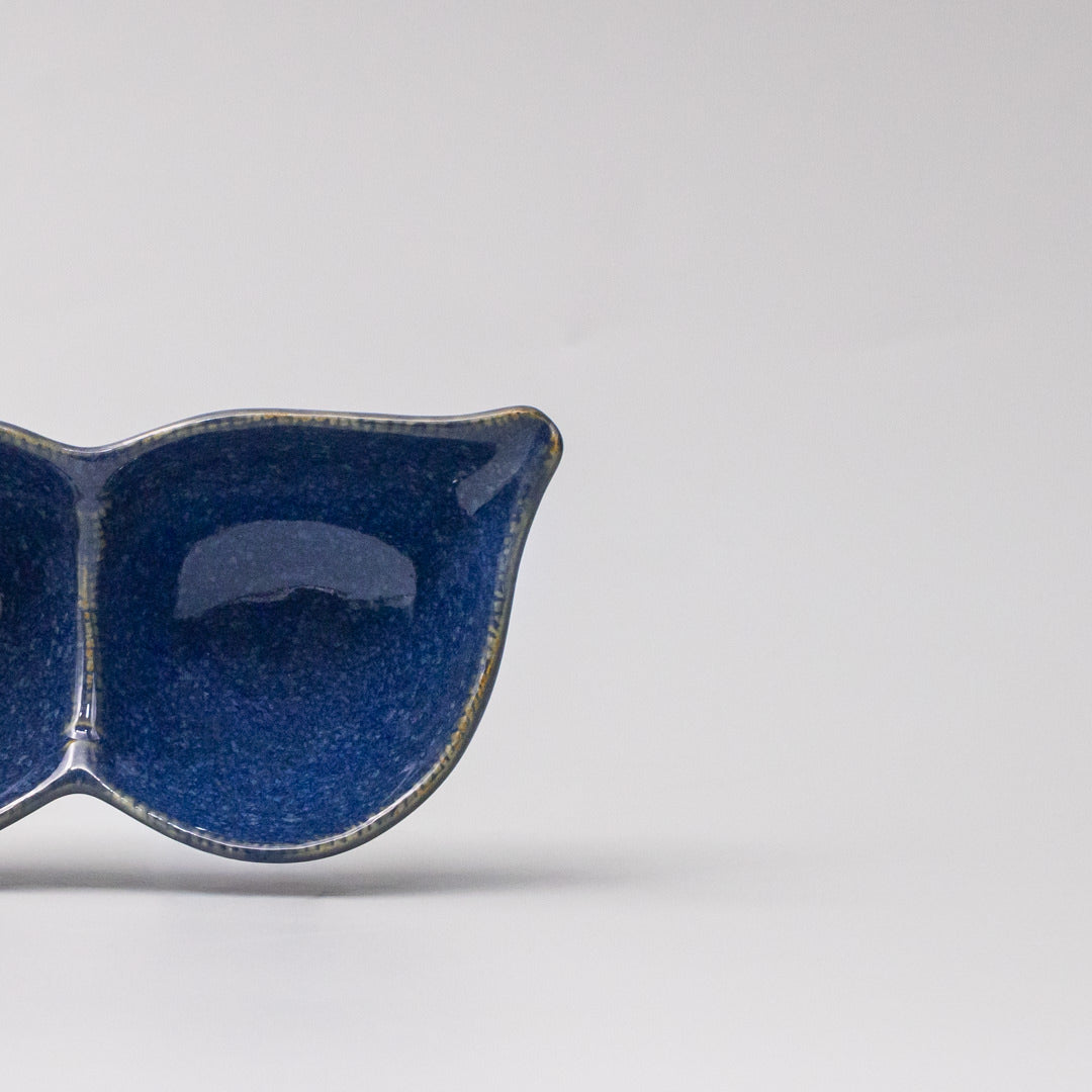 Edamame Triple Pod Dish 20cm Indigo Blue Glaze