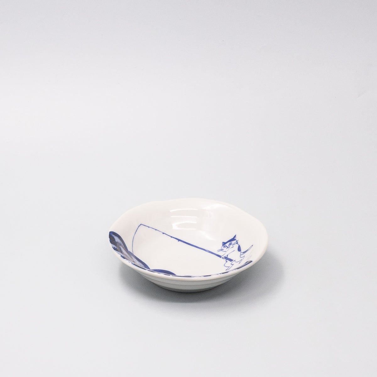 Shallow Bowl 14cm Fishing Cat Design