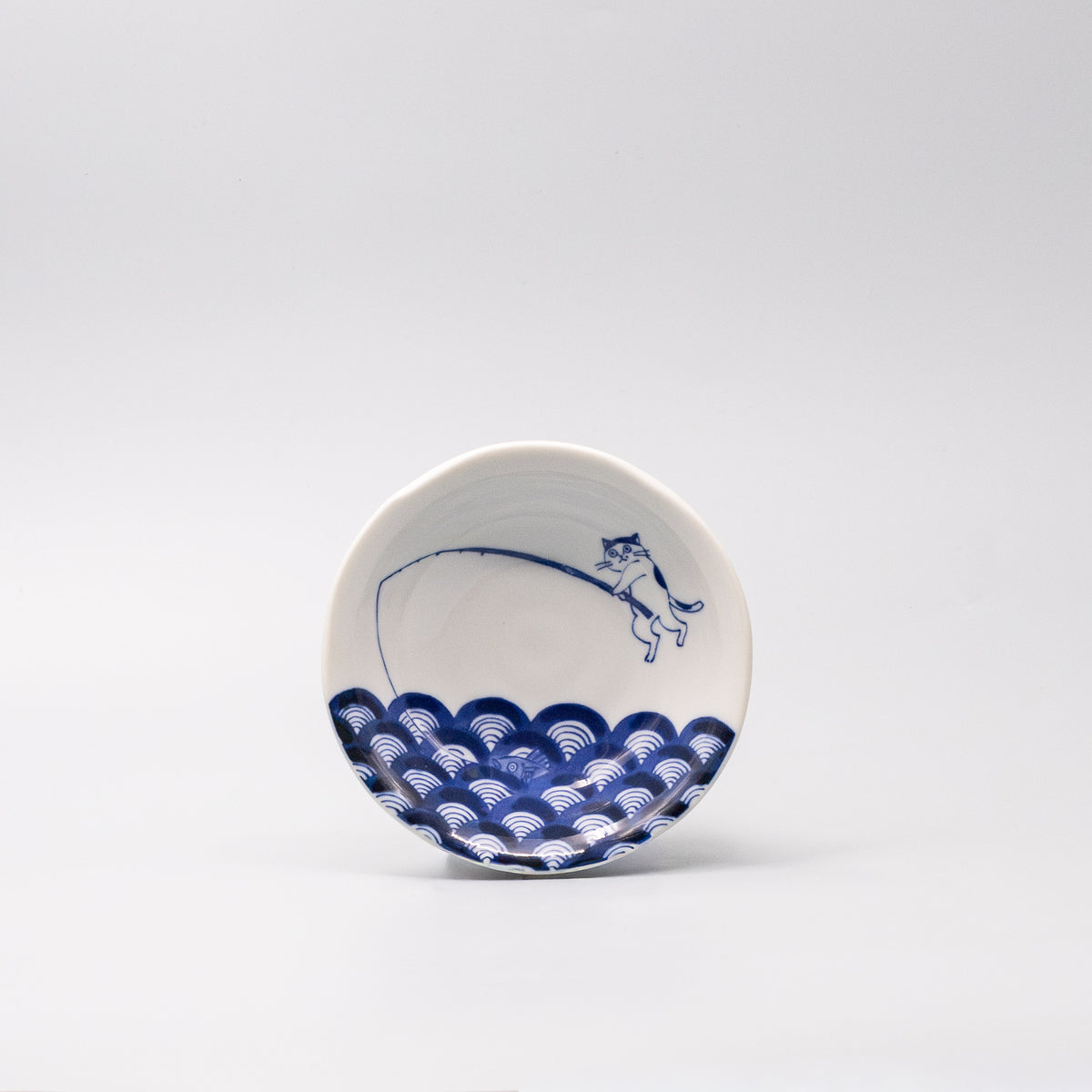 Shallow Bowl 14cm Fishing Cat Design