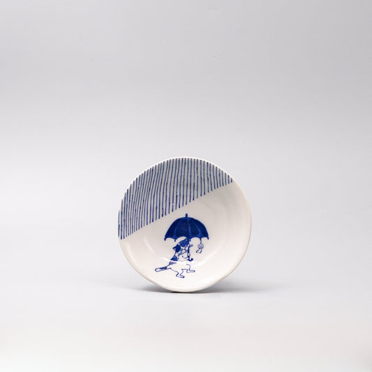 Shallow Bowl 14cm Umbrella Cat Design