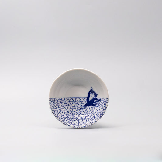 Shallow Bowl 14cm Skating Cat Design