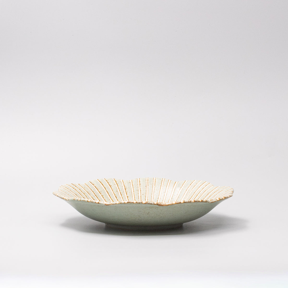 Shallow Bowl 22cm Hanakomachi Teal Glaze