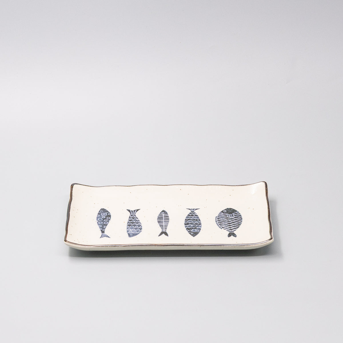 Sushi Plate 22.5cm Navy Fish Design