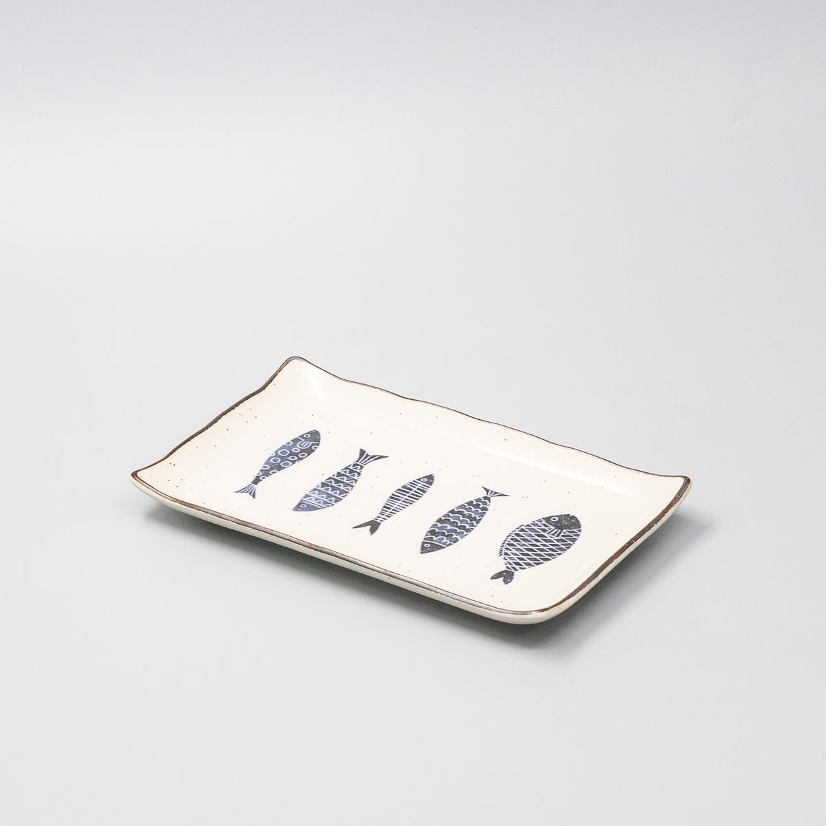 Sushi Plate 22.5cm Navy Fish Design