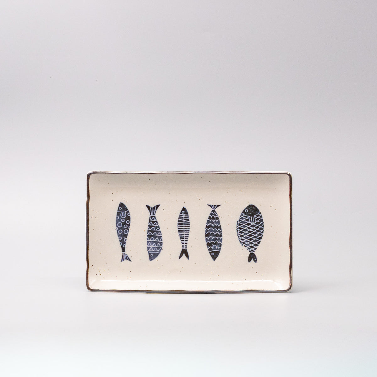 Sushi Plate 22.5cm Navy Fish Design